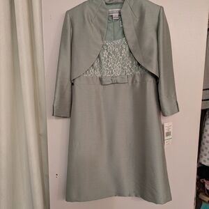 Jessica Howard Silver Mini Dress with Lace Detail